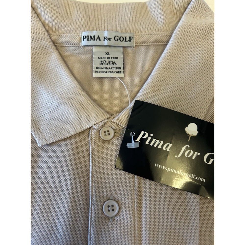 Pima for Golf Men's SS Golf Shirt Tan with embroidered golf ball Size XL CL20 - Picture 2 of 4